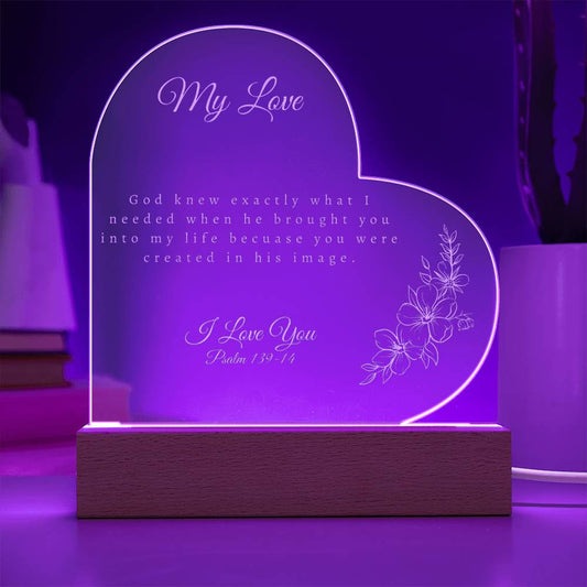 1pc Acrylic Night Light Gifts For - My Love, Created In God's Image
